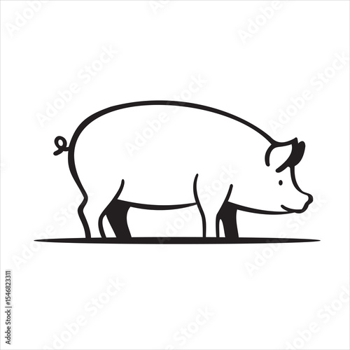 Minimalist Pig Logo – Simple Farm Animal Vector Illustration