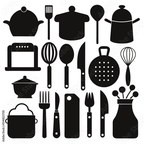 Collection of Kitchen Utensils and Cookware Icons