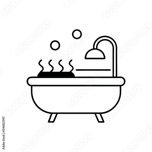 Cozy Bath Line Art Illustration