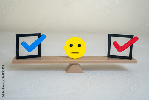 Make a choice of one of the solutions. Dilemmas, solution-oriented thinking, or strategic planning. Metaphor for decision-making