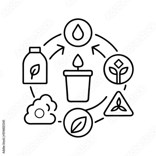 Sustainable Lifestyle Outline Icon Set