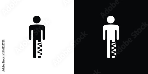 Man with broken leg icon of a flat style vector