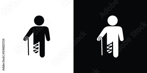 Man with broken leg icon of a flat style vector