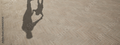 Wallpaper Mural Concept or conceptual background of floor texture surface with a human shadow as silhouette. A 3d illustration metaphor to young childhood education, fun happy family child parent relationship design Torontodigital.ca