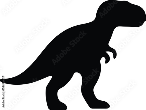 Silhouette Tyrannosaurus rex dinosaur in black vector illustration