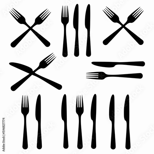 Forks and knives dining tableware set