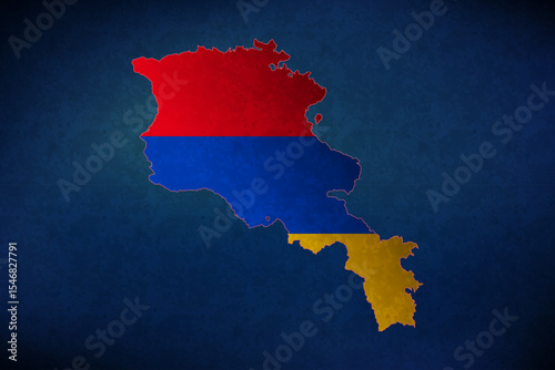 Armenia vector map with flag	