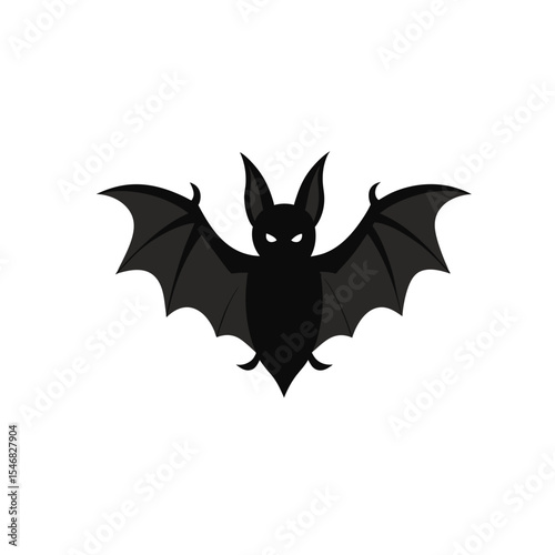 Black silhouette of bat on white background in Adobe Illustrator Artwork