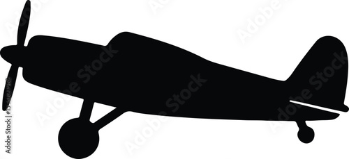 Silhouette vintage airplane biplane propeller aviation transport Vector Illustration
