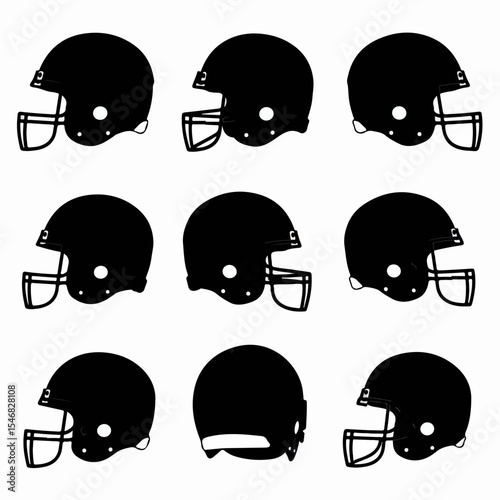 Football helmet silhouettes grid pattern sport equipment
