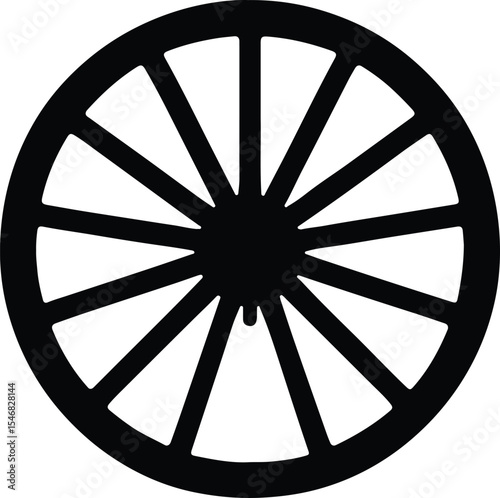 Silhouette vintage wooden wheel design classic western symbol Vector Illustration