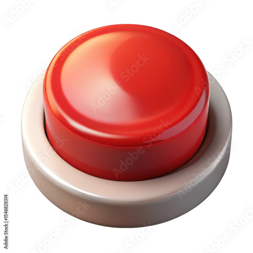 3d red button icon isolated on transparent background