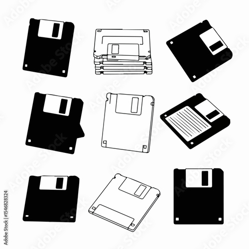 Floppy disks stack memory storage old technology