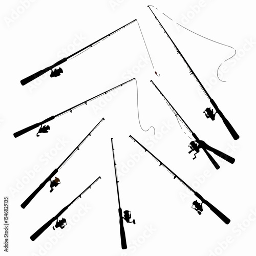 Fishing rods and reels silhouette equipment
