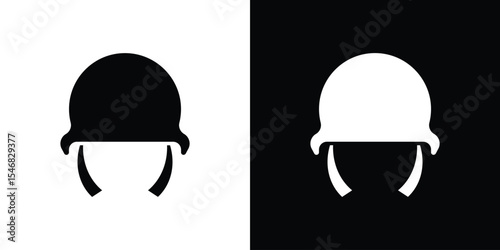 Military Helmet icon of a flat style vector