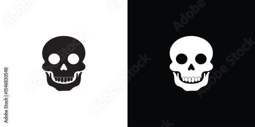 Black and white skull vector illustration silhouette.