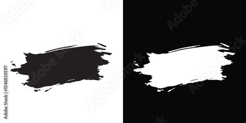 black and white brush stroke silhouette.