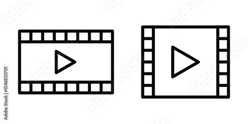 film icon set. play video icon flat design, movie icon vector illustration.