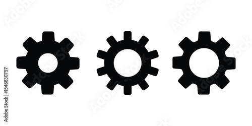 Gear icon set. Cogwheel vector icon, black gear wheel icons collection. Vector illustration.