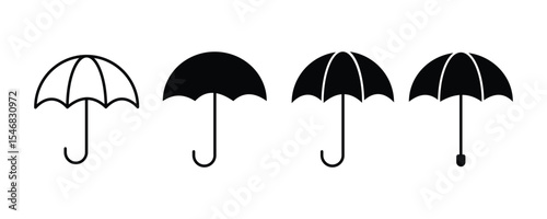 umbrella icon set. protection parasol vector symbol. vector illustration.