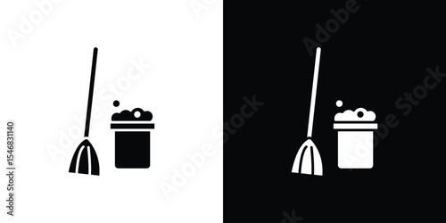 Mop cleaning icon of a flat style vector