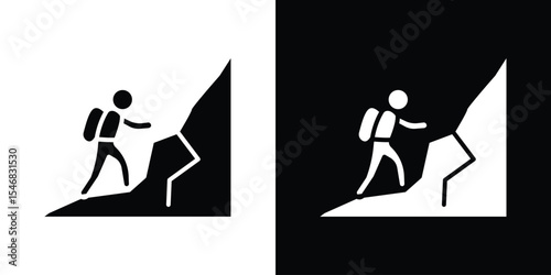 Mountain climb icon of a flat style vector