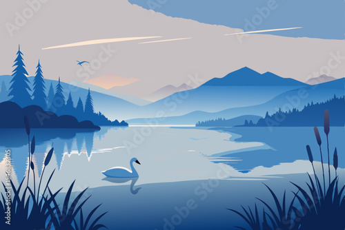 mountain landscape with lake