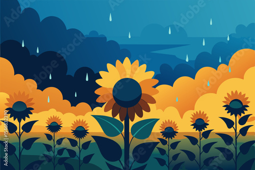 sunflower field with blue sky