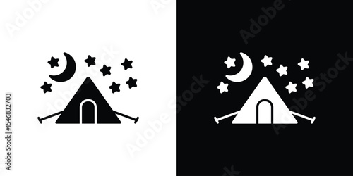 Night camping icon of a flat style vector