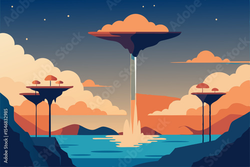 vector illustration of an island in the sea