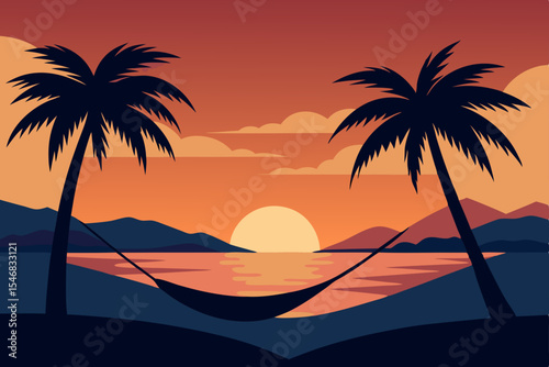palm tree silhouette on the beach