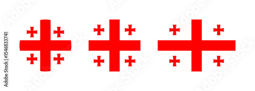 Georgia flag PNG vector. Georgia square and round icon isolated on transparent PNG background. Georgia flag icon.