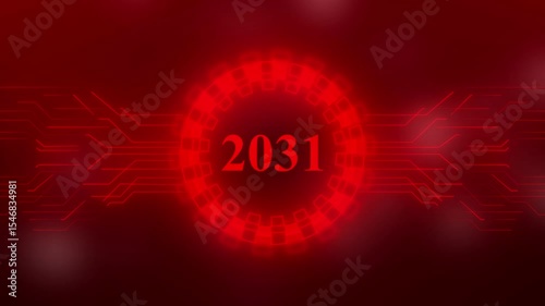 Concept of counting years. 2031 year symbol digital concept.