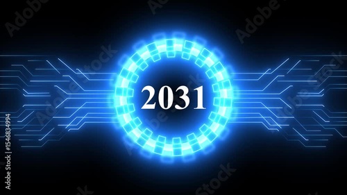 Concept of counting years. 2031 year symbol digital concept.