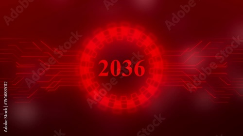 Concept of counting years. 2036 year symbol digital concept.