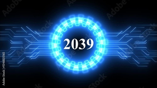 Concept of counting years. 2039 year symbol digital concept.