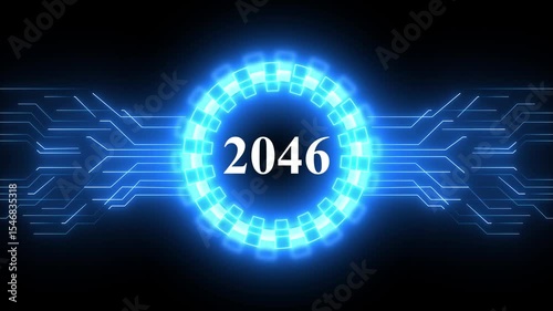 Concept of counting years. 2046 year symbol digital concept.