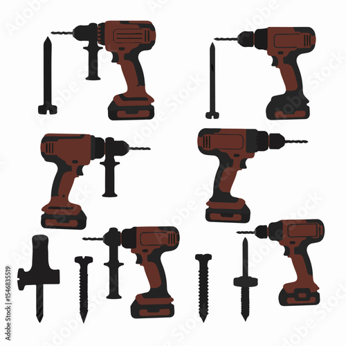 Drills and screws tool equipment construction objects