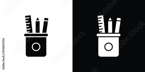Pencil box icon of a flat style vector