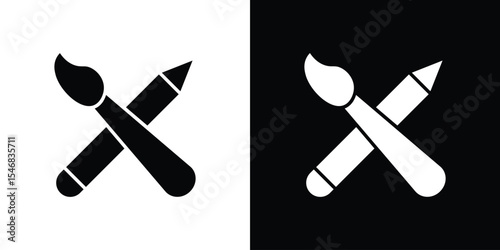 Pencil paintbrush icon of a flat style vector