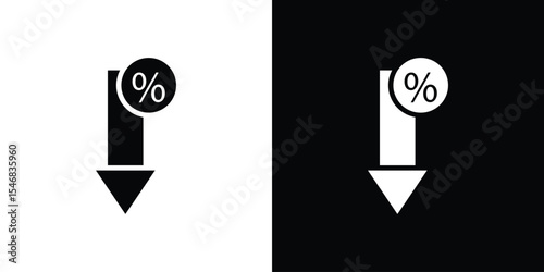 Percent down icon of a flat style vector