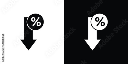 Percent down icon of a flat style vector