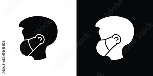 Person in mask icon of a flat style vector