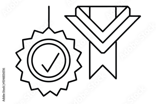 Medal Of Honor thin line and glyph solid icon. Editable stroke and perfect pixel isolated on transparent background