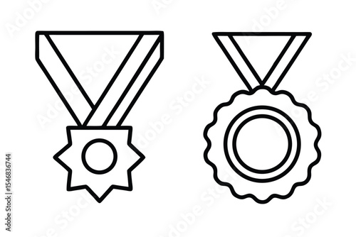 Medal Of Honor thin line and glyph solid icon. Editable stroke and perfect pixel isolated on transparent background