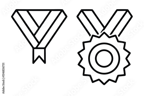 Medal Of Honor thin line and glyph solid icon. Editable stroke and perfect pixel isolated on transparent background