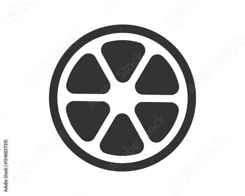 Minimalist graphic illustration of a sliced citrus fruit, design element, icon. Fresh, vibrant, clean. Great for food, healthy living, or summer themed design.