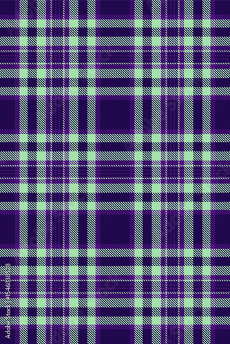 Chic seamless tartan textile, mexico check texture fabric. Checked pattern background plaid vector in violet and light colors.