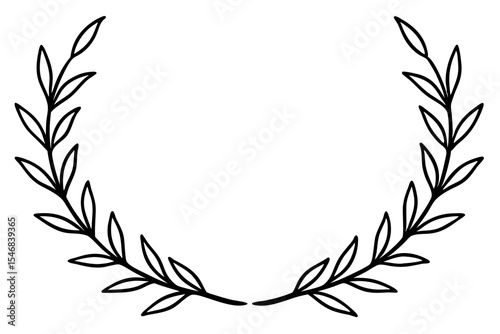 Golden laurel wreath with intricate leaf and floral branch vector illustrations, perfect for vintage frame designs or ornate natural patterns
