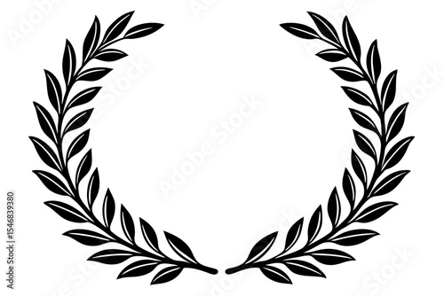Gold laurel wreath vector illustration featuring a floral leaf design, perfect for an award or vintage decoration element